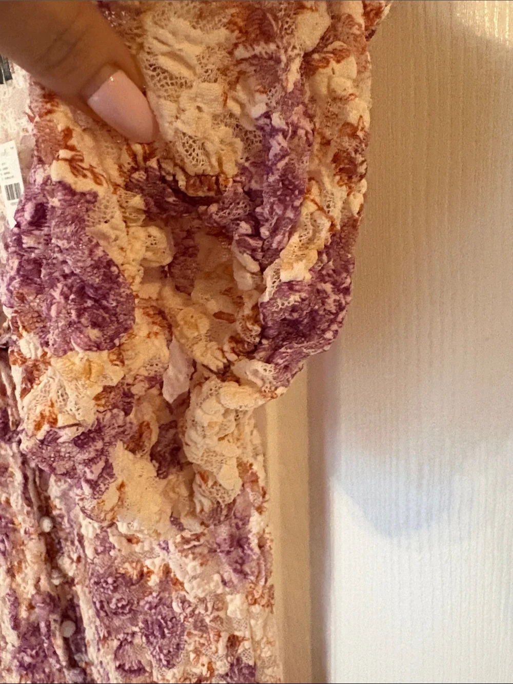 Anthropologie NWT Floral Lace Tie-Front Women's Top - Purple & Cream